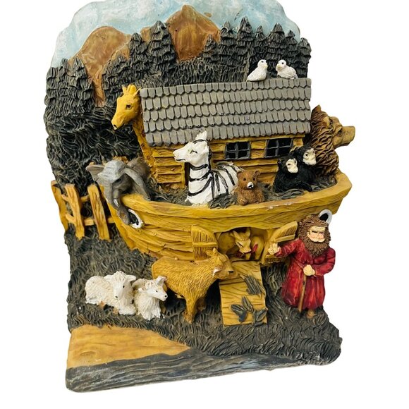 Noahs Ark Nursery Bookends Childs Decor Anima; Religious Carved Library Resin 6. - Picture 5 of 7